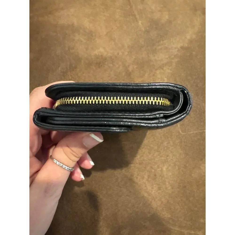 Miu Miu Croc-Embossed Leather Continental Wallet Black w Gold Hardward